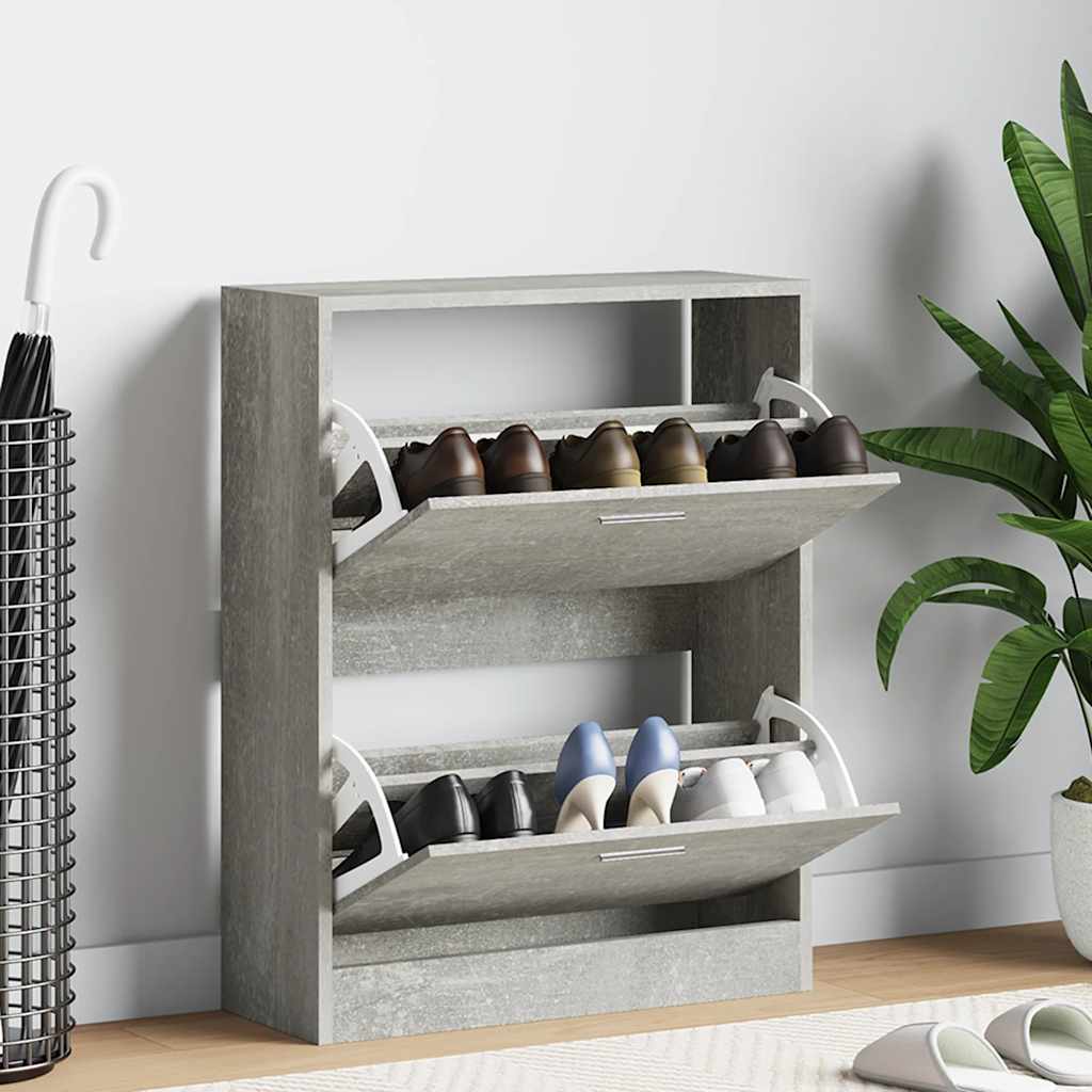 Shoe cabinet, concrete grey, 63x24x81cm, engineered wood