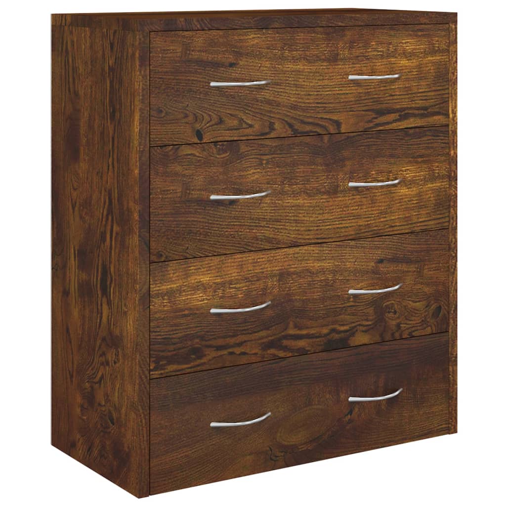 Sideboard with 4 drawers, smoky oak, 60x30.5x71cm