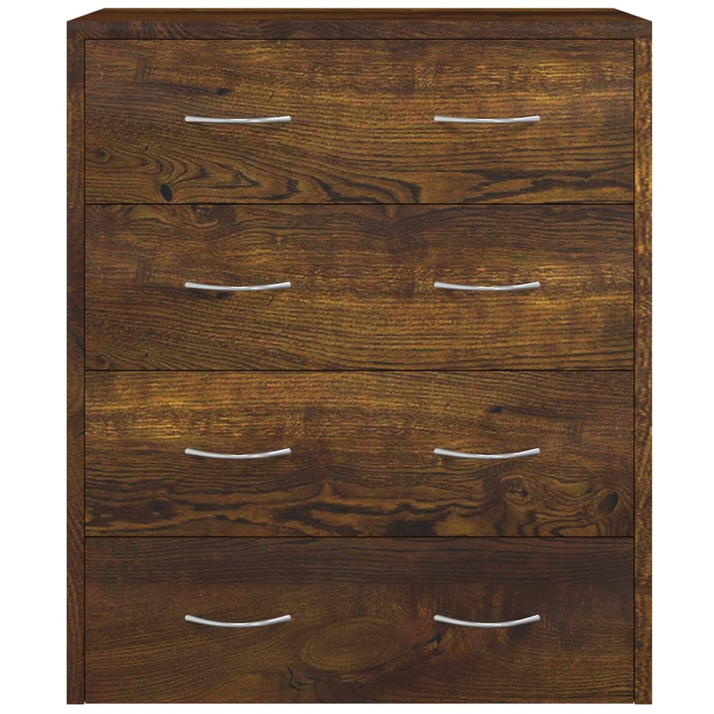 Sideboard with 4 drawers, smoky oak, 60x30.5x71cm