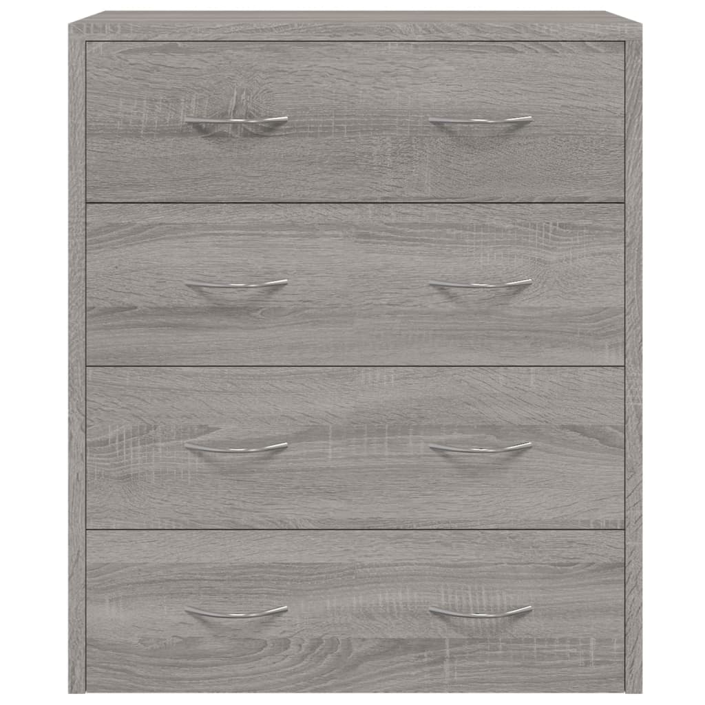 Sideboard with 4 Drawers, Grey Oak, 60x30.5x71cm