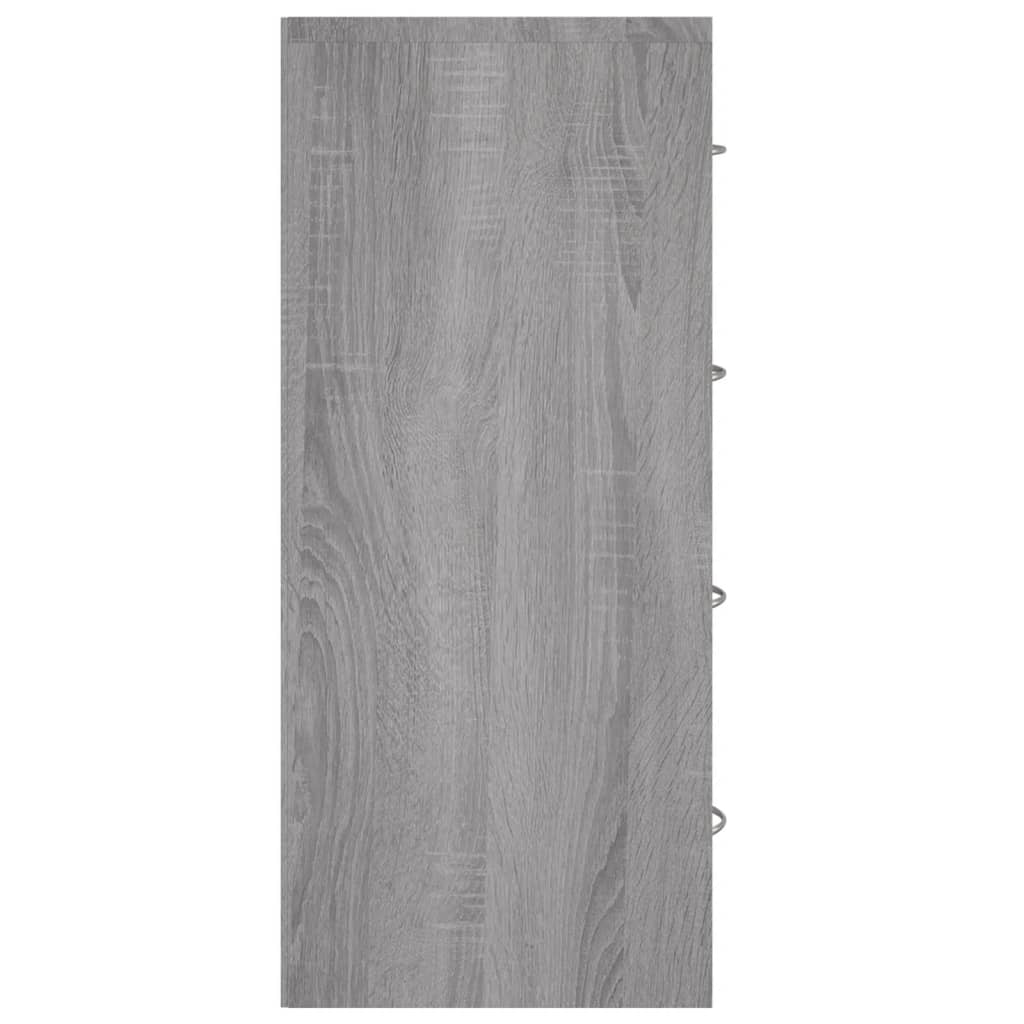 Sideboard with 4 Drawers, Grey Oak, 60x30.5x71cm
