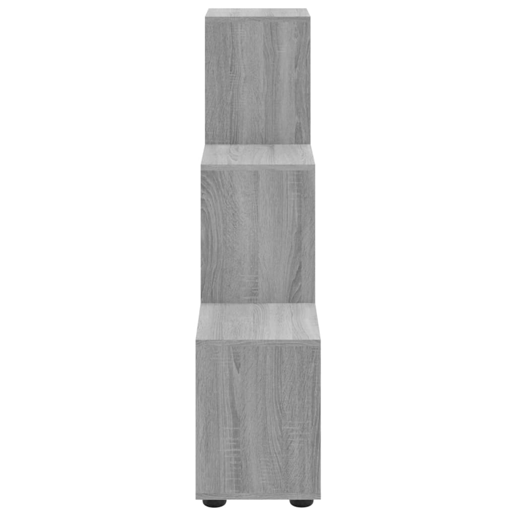 Grāmatu plaukts, pelēks ozols, 107 cm, koks, kāpņu dizains