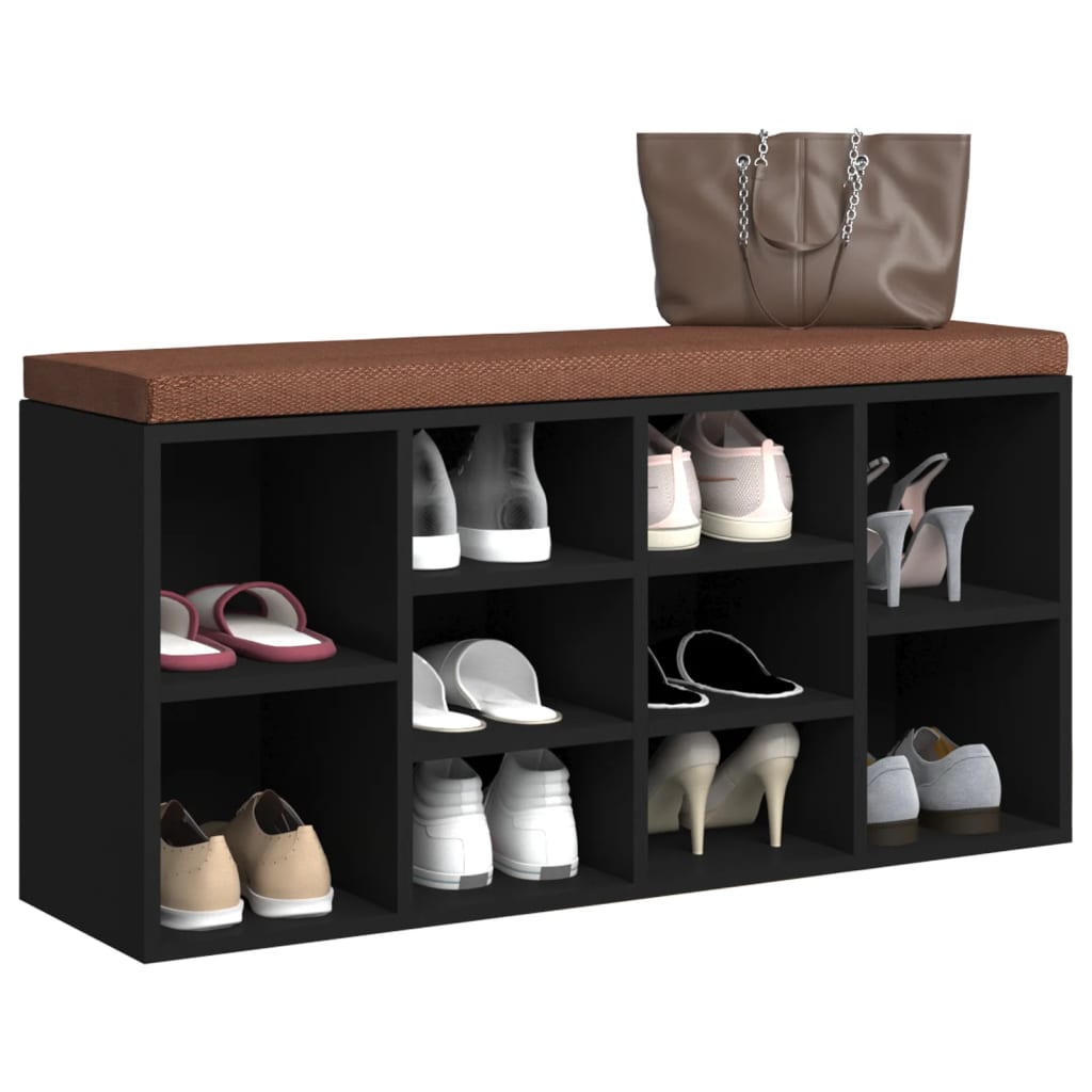 Shoe bench, black, 103x30x48cm, treated wood