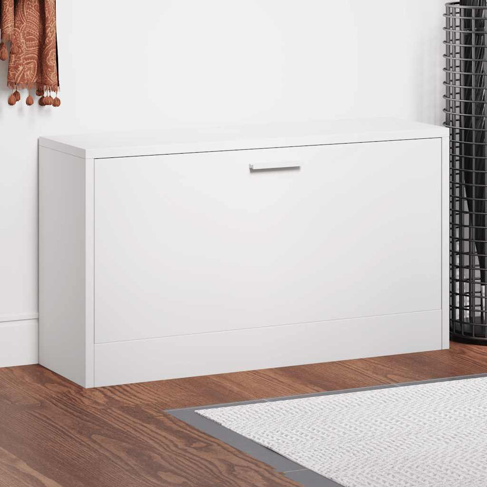 Shoe cabinet, glossy white, 80x24x45cm, engineered wood