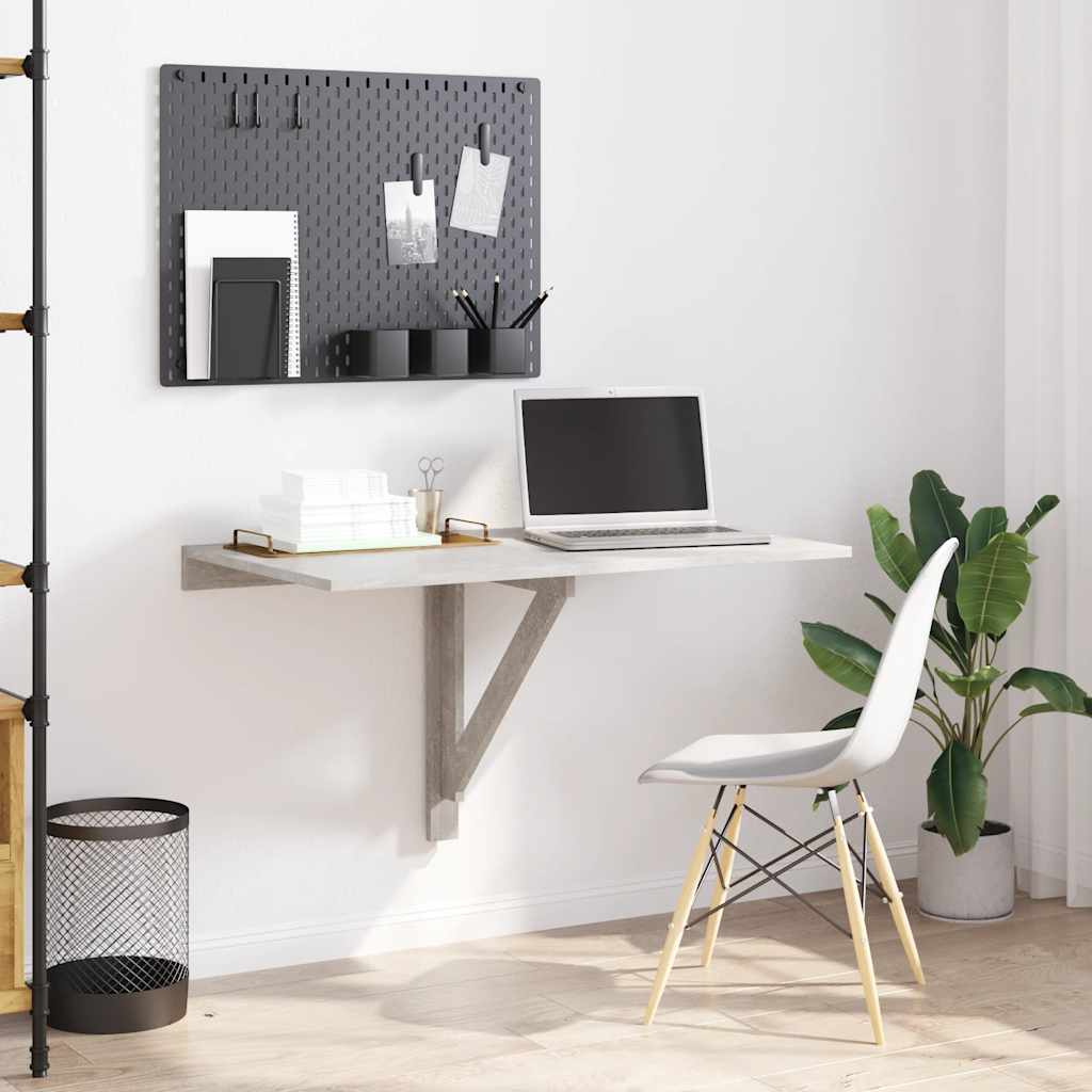 Foldable Wall Table, Grey, 100x60x56cm, Wood