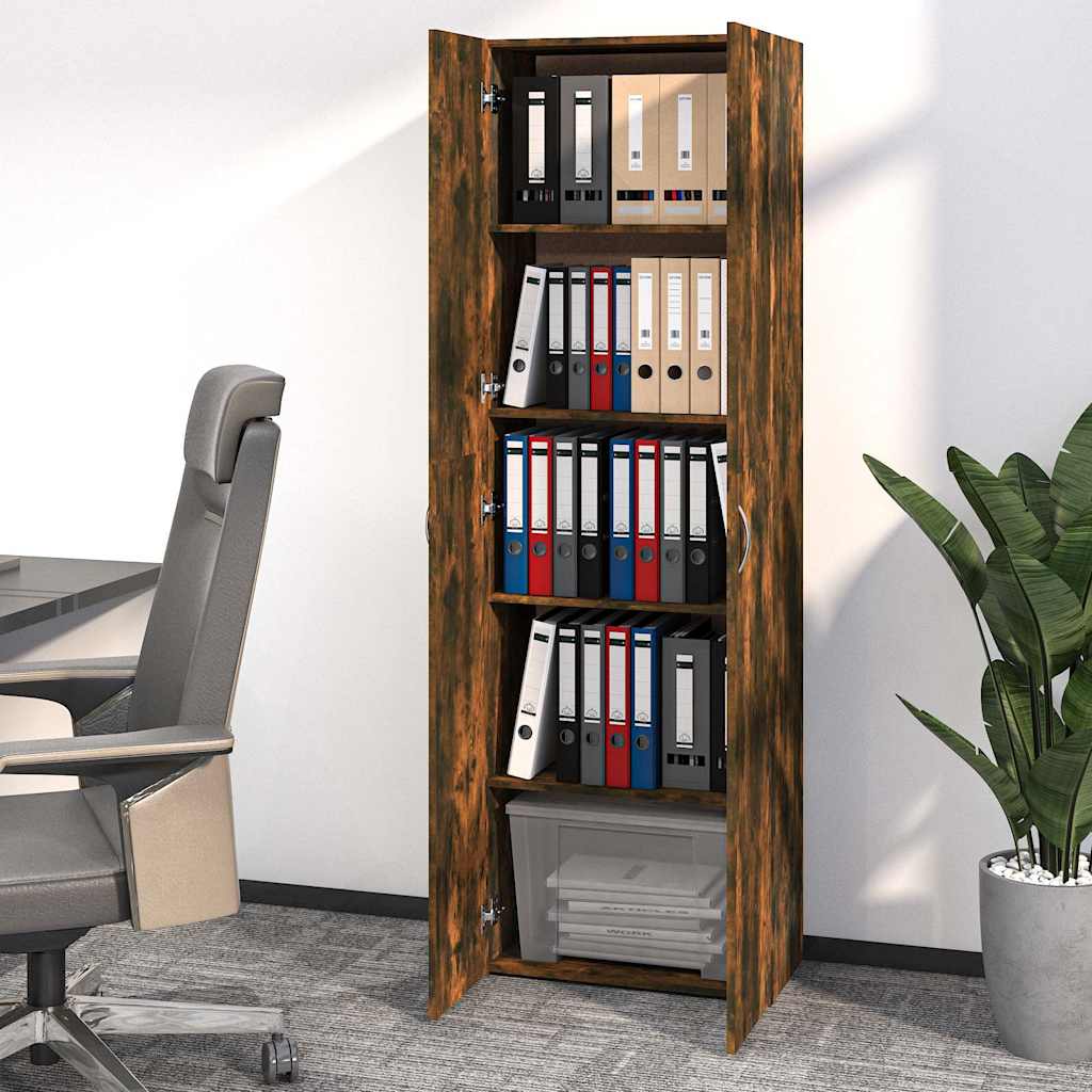 Office cabinet, smoked oak, 60x32x190cm, wood