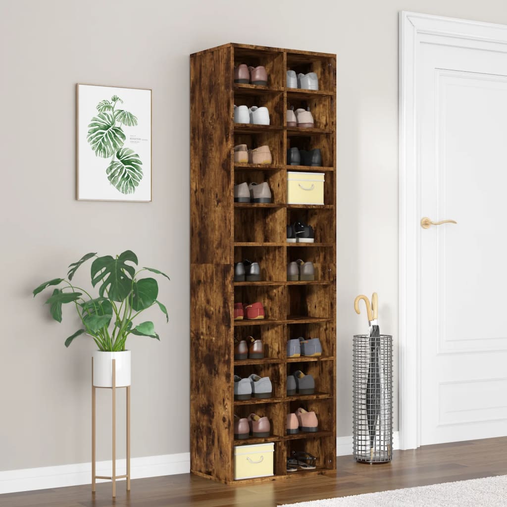 Shoe cabinet, smoky oak, 54x34x183cm, wood
