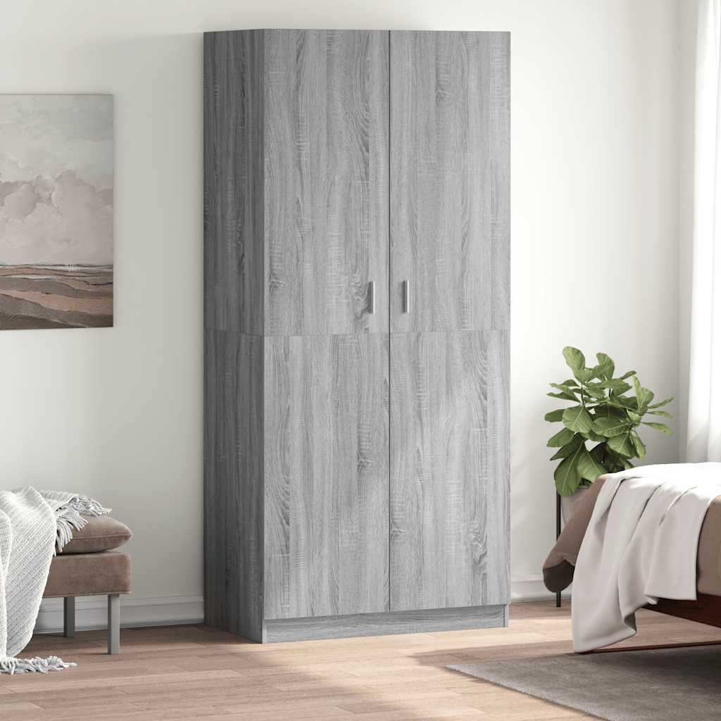 Drēbju skapis, pelēks ozols, 90x52x200cm, koks