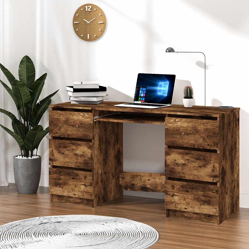 Desk, smoked oak, 140x50x77cm, wood
