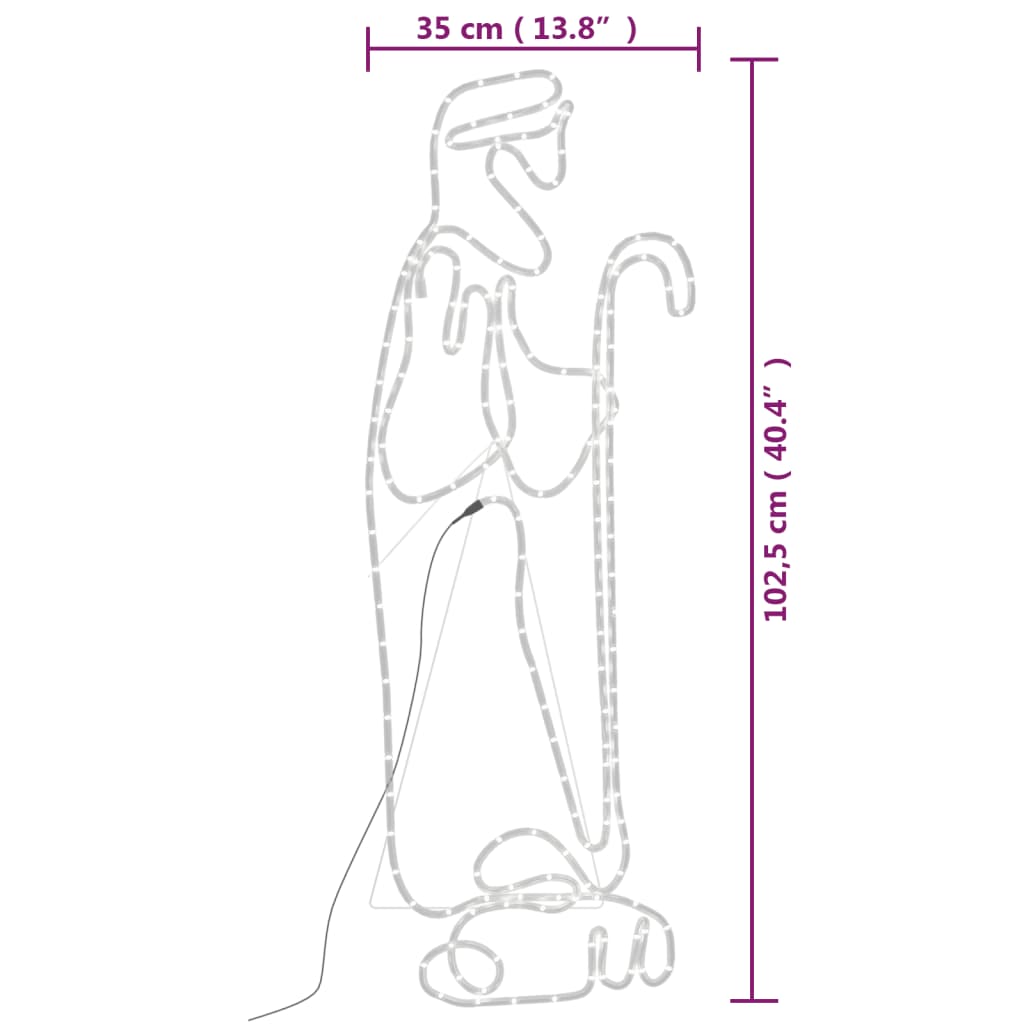 Kalėdinė dekoracija piemuo ir avis su 168 LED WHISPER, 102,5x35cm