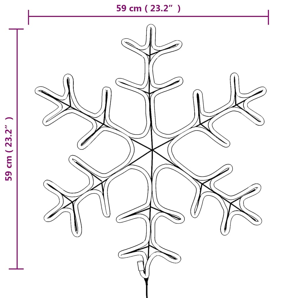 Kalėdinė dekoracija snaigė su 144 šiltomis LED, 59x59cm