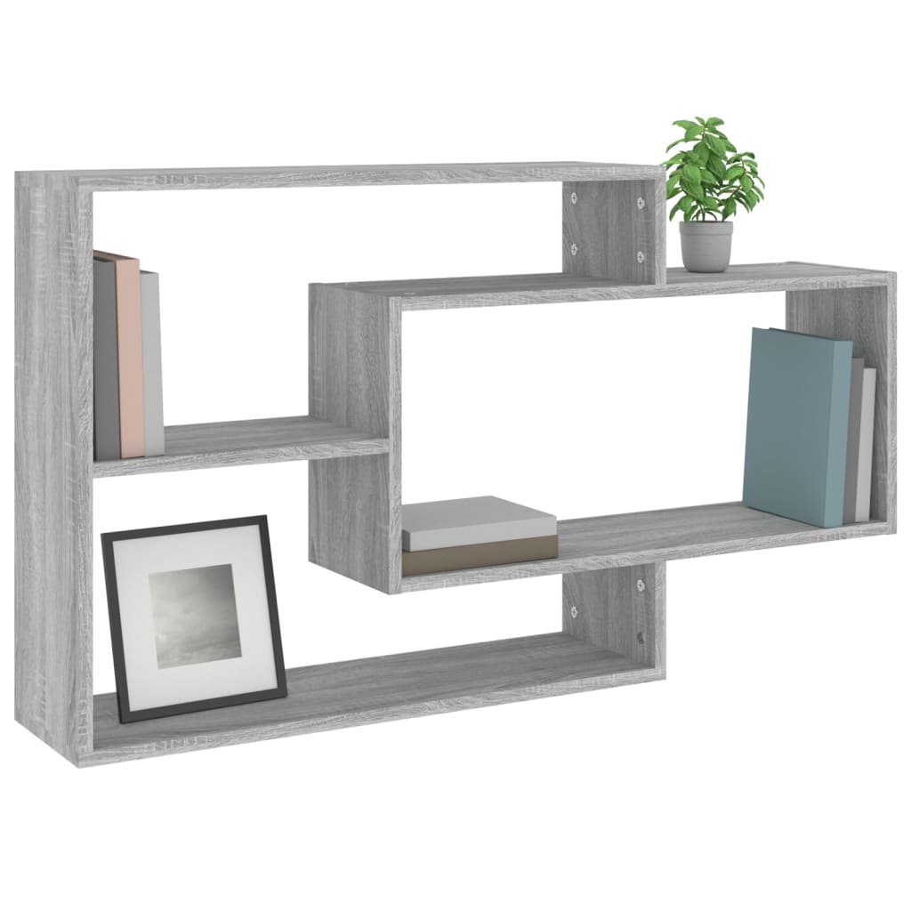 Wall shelf, grey oak, 104x20x58.5cm, engineered wood
