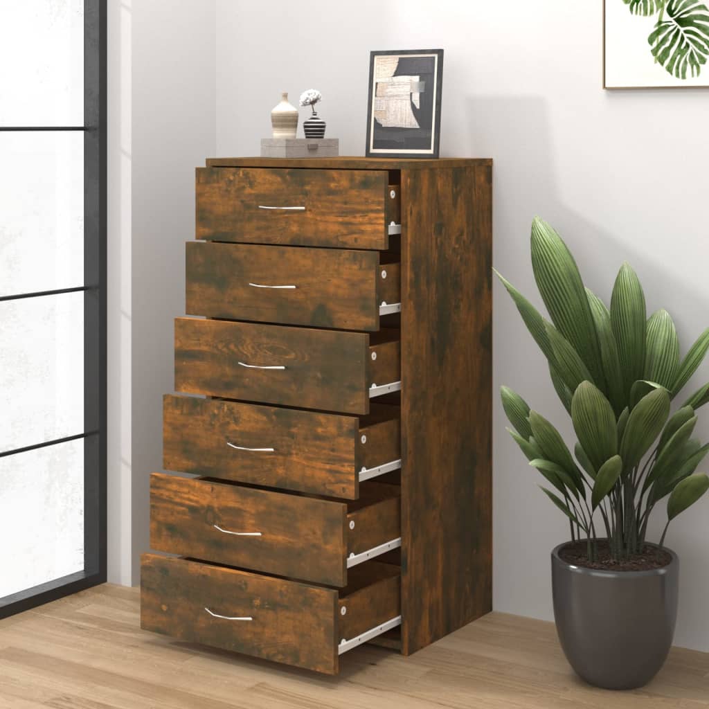 Side cabinet with 6 drawers, oak, 50x34x96cm, wood