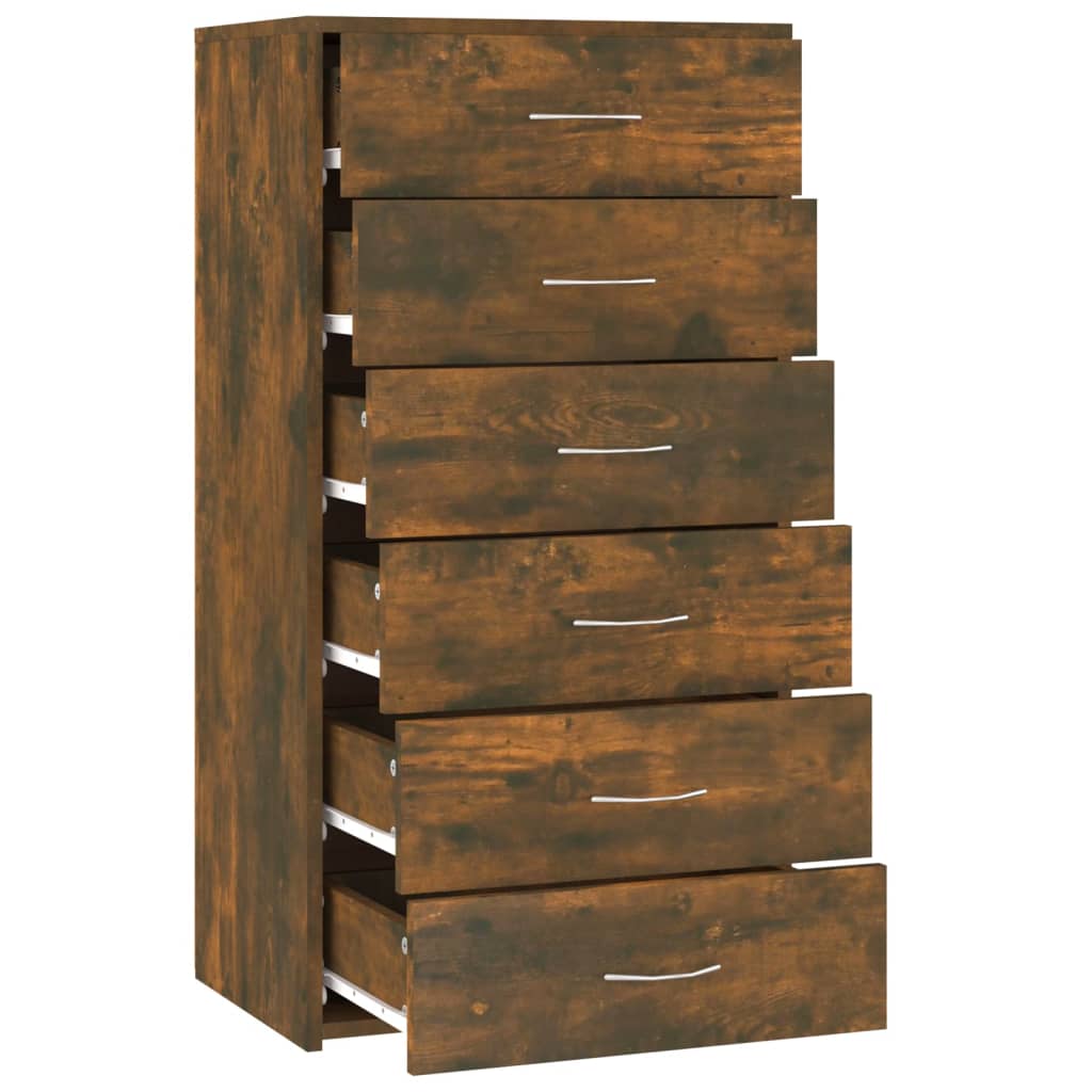 Side cabinet with 6 drawers, oak, 50x34x96cm, wood