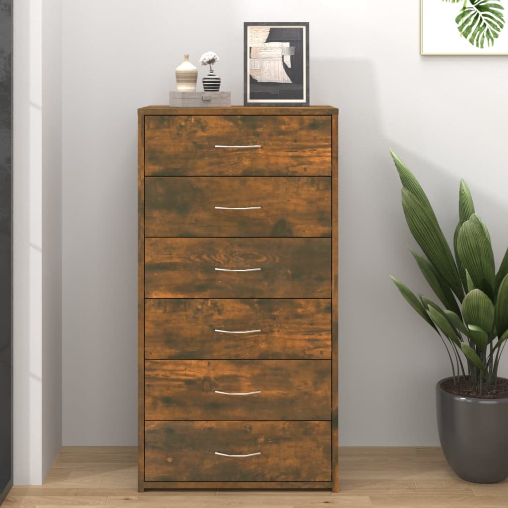 Side cabinet with 6 drawers, oak, 50x34x96cm, wood