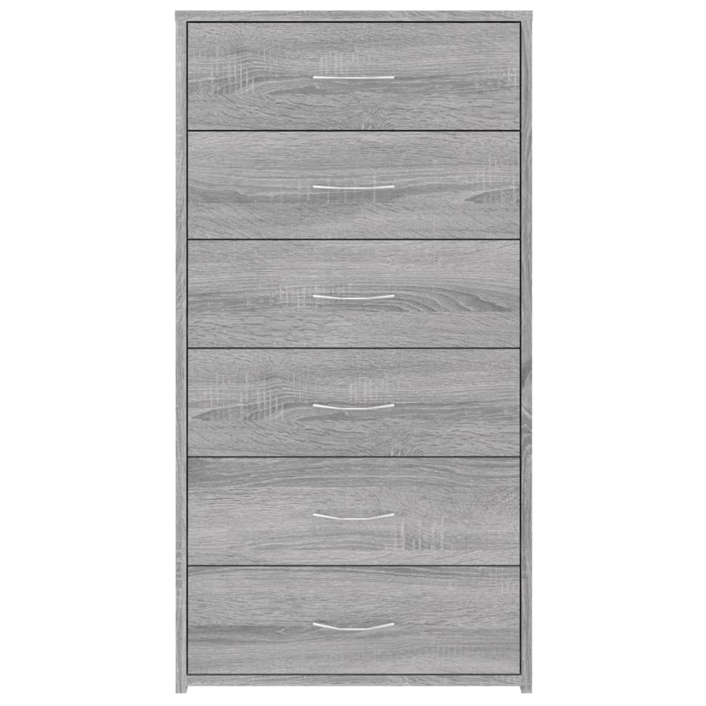 Šoninė spintelė su 6 stalčiais, pilka, 50x34x96cm, mediena