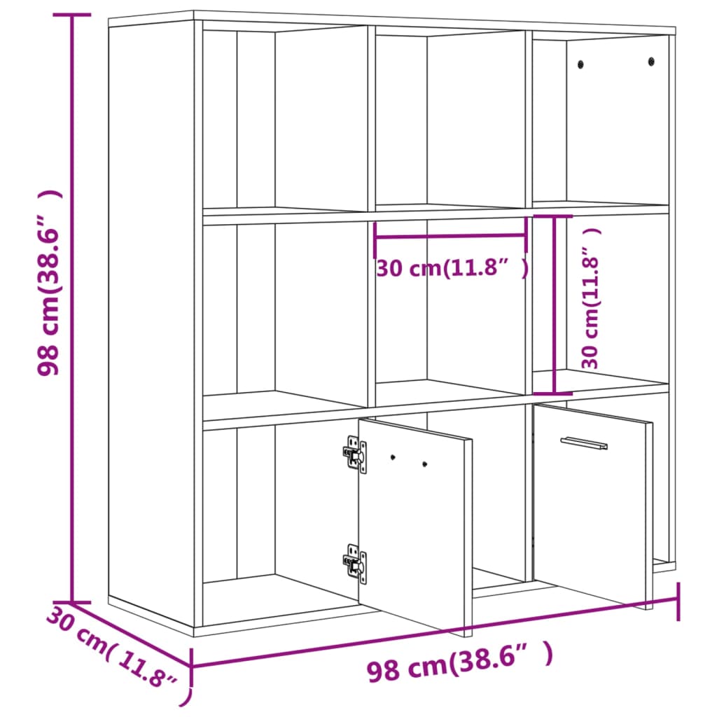 Bookcase, smoky oak, 98x30x98cm