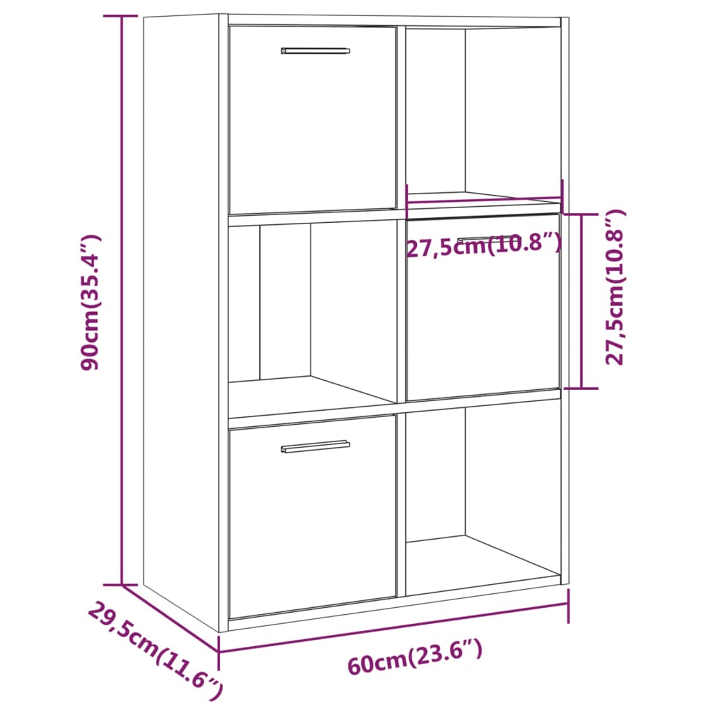 Cabinet, smoky oak, 60x29.5x90cm