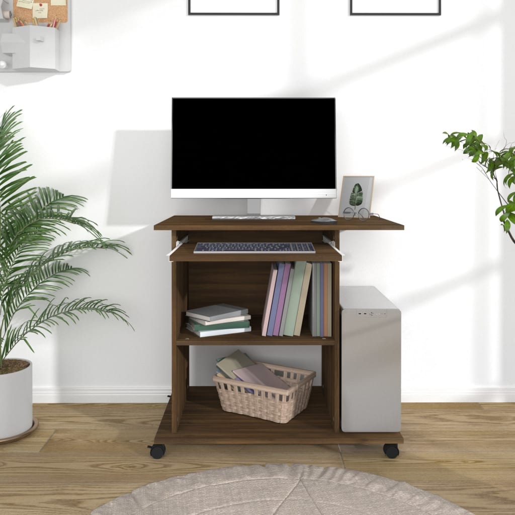 Computer desk, brown oak, 80x50x75cm, wood