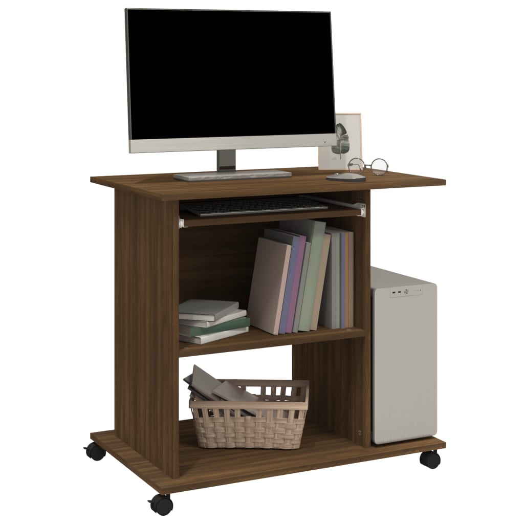 Computer desk, brown oak, 80x50x75cm, wood