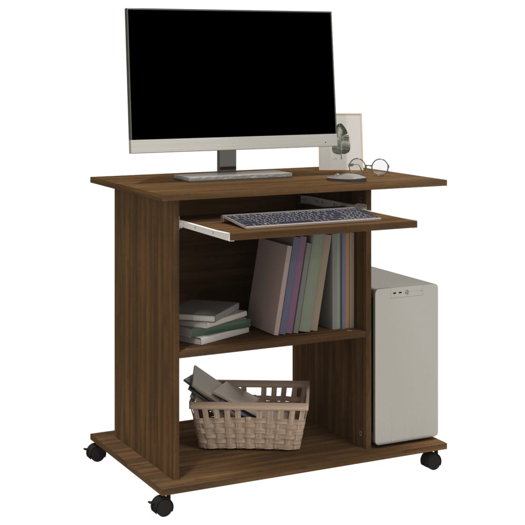 Computer desk, brown oak, 80x50x75cm, wood