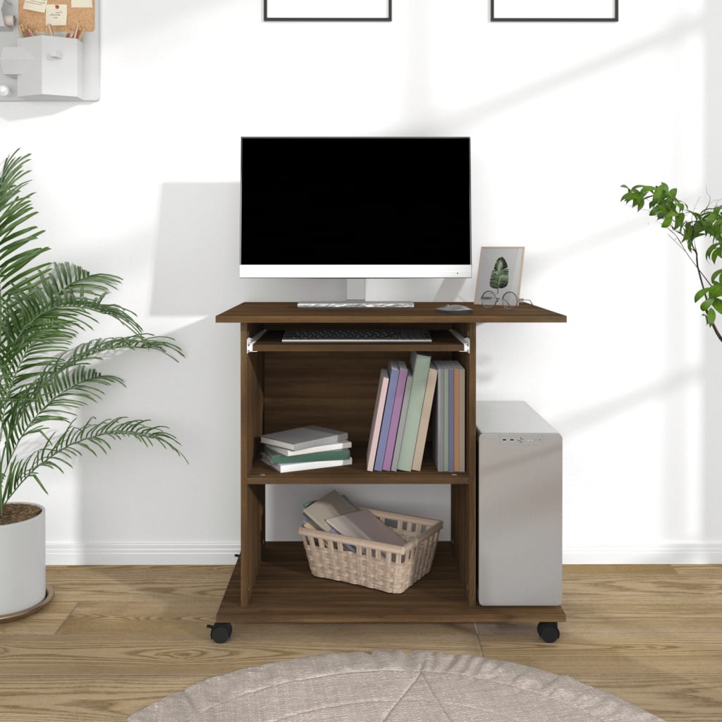 Computer desk, brown oak, 80x50x75cm, wood