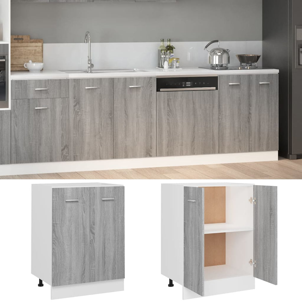 Base Cabinet, "Lyon", Grey Oak, 60x46x81.5cm