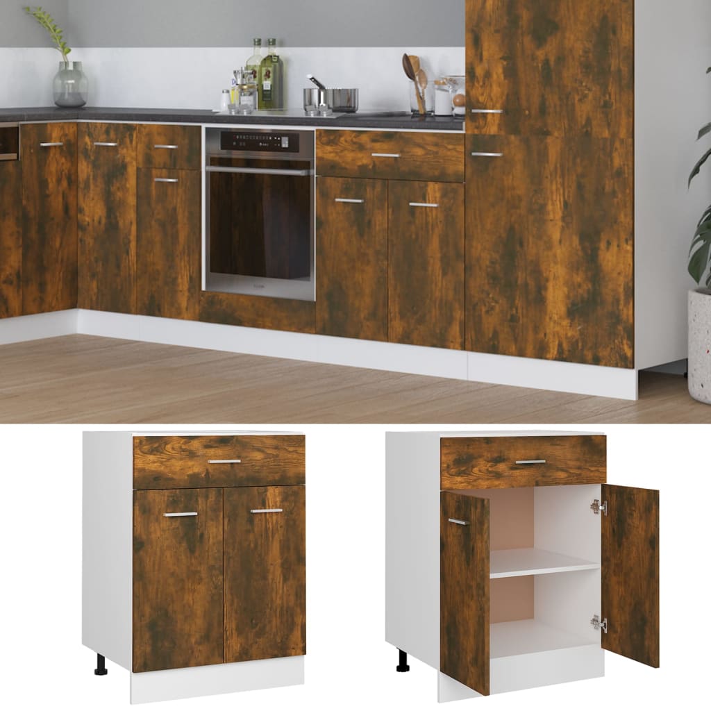 Base cabinet with drawer, "Lyon", oak, 60x46x81.5cm