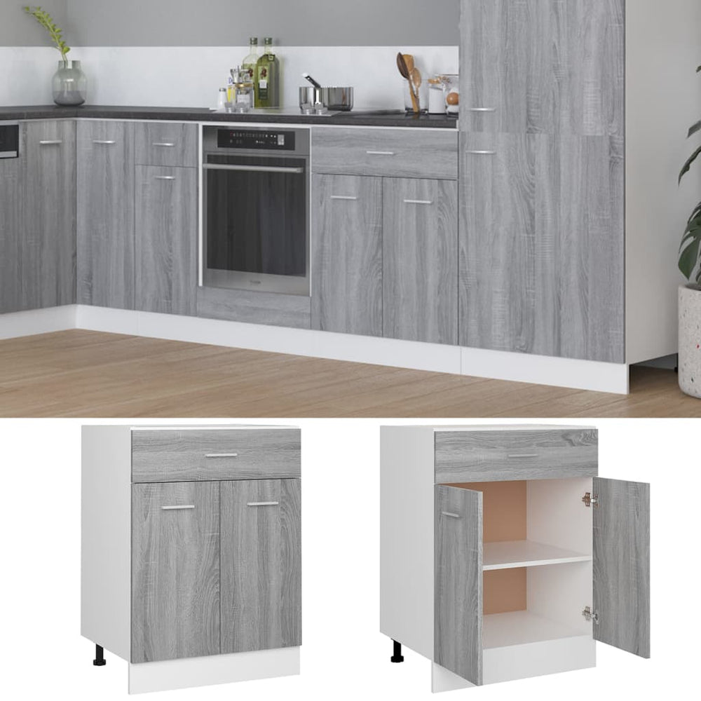 Base cabinet with drawer, "Lyon", grey, 60x46x81.5cm