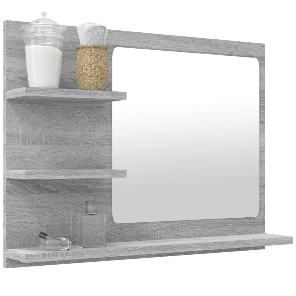 Bathroom mirror, grey oak, 60x10.5x45cm, wood
