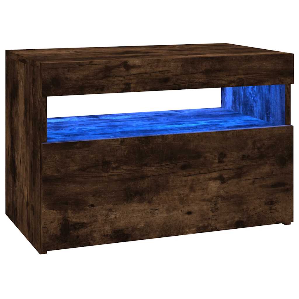 TV spintelė su LED apšvietimu, dūminio ąžuolo, 60x35x40cm