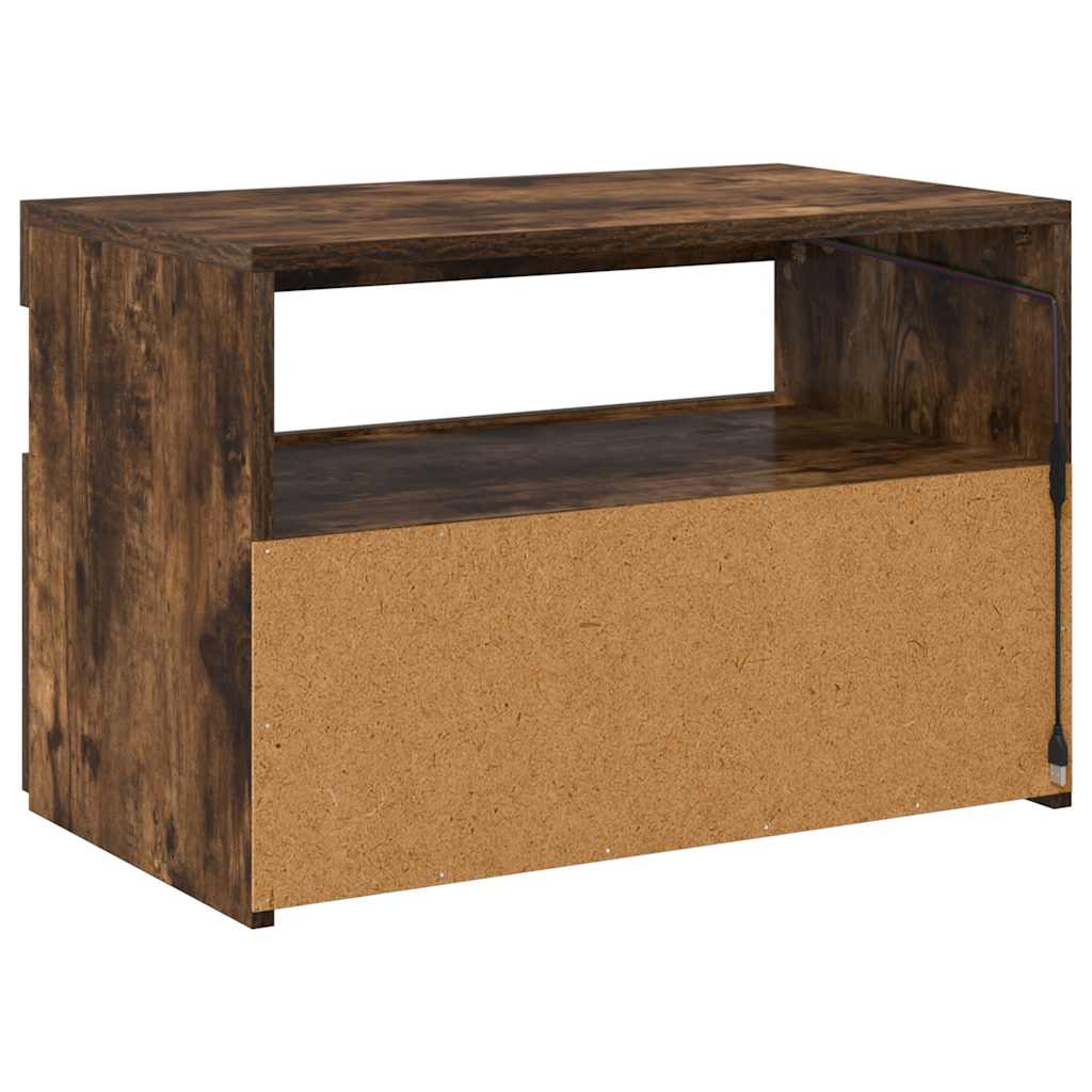 TV spintelė su LED apšvietimu, dūminio ąžuolo, 60x35x40cm