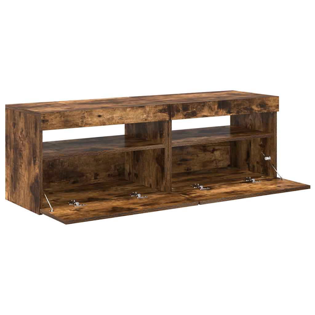 TV spintelės su LED, 2vnt., dūminio ąžuolo, 60x35x40cm