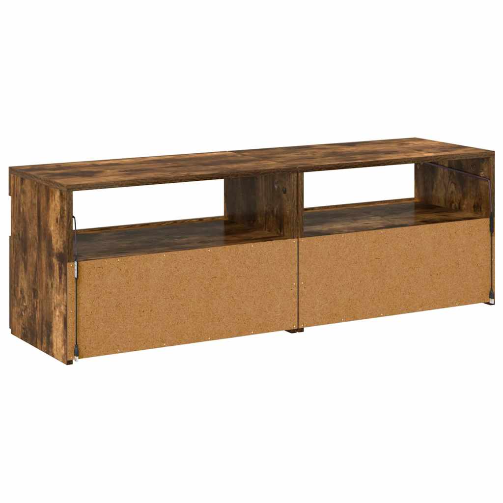 TV spintelės su LED, 2vnt., dūminio ąžuolo, 60x35x40cm