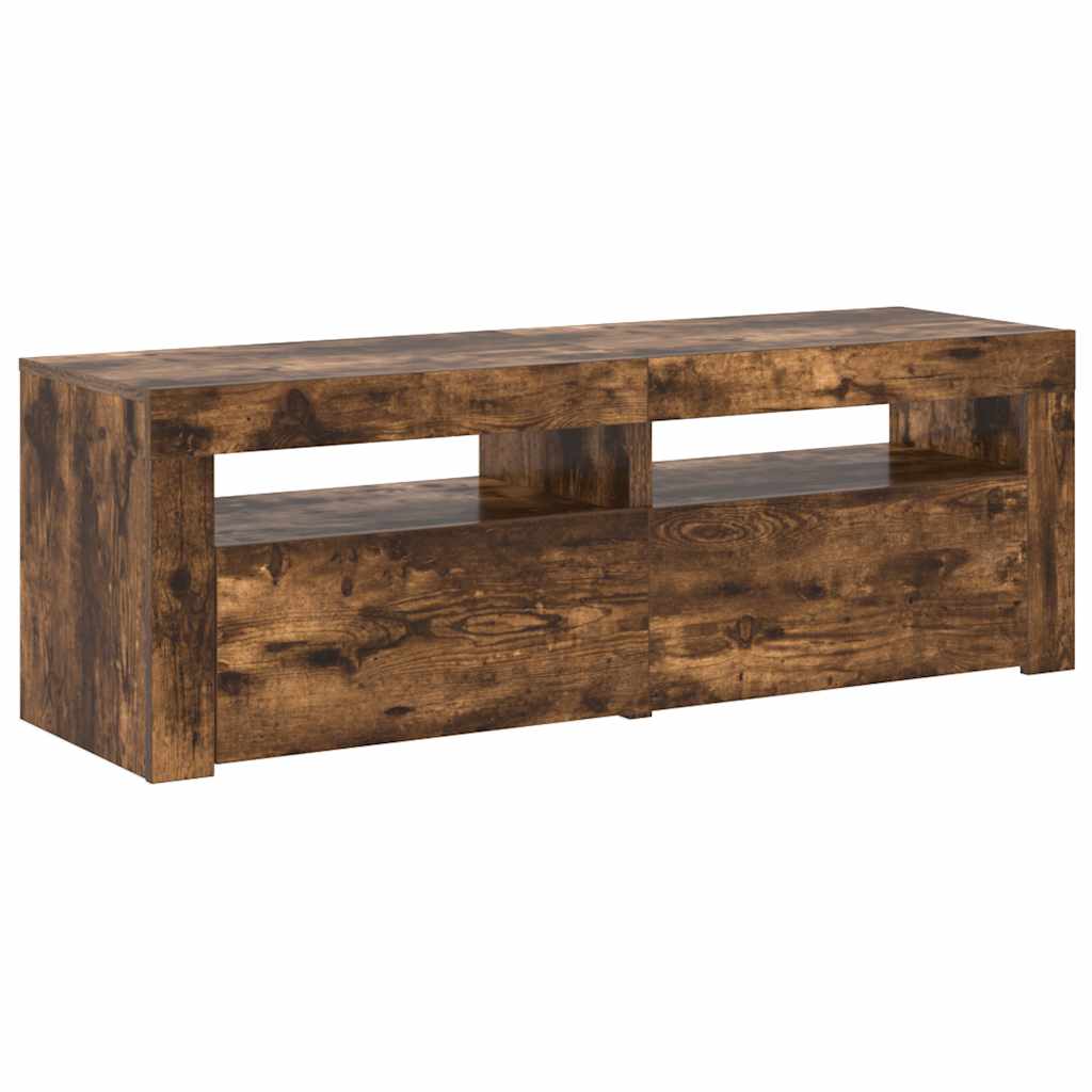 TV skapītis ar LED apgaismojumu, dūmu ozols, 120x35x40cm