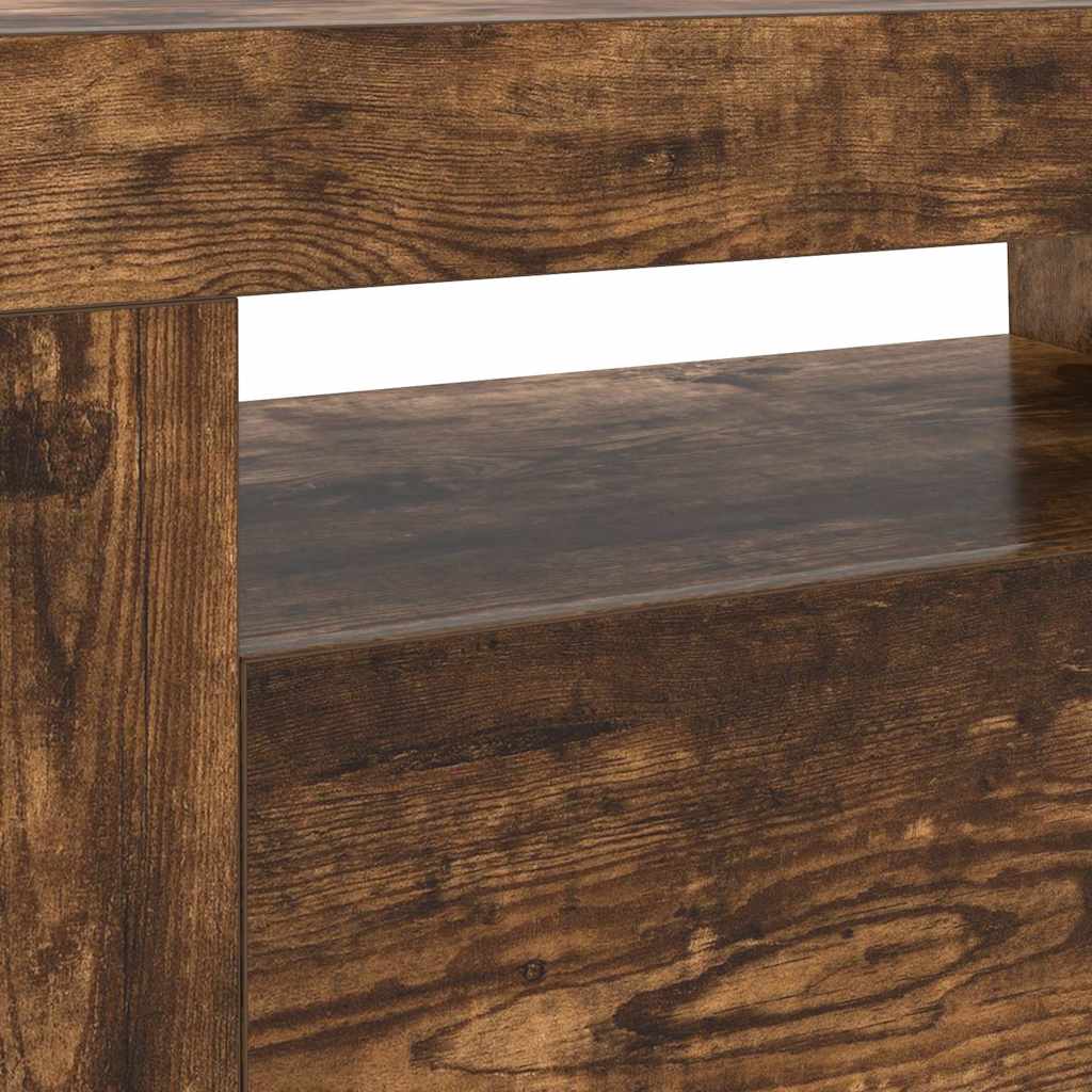 Televizoriaus spintelė su LED, dūminio ąžuolo, 120x35x40cm