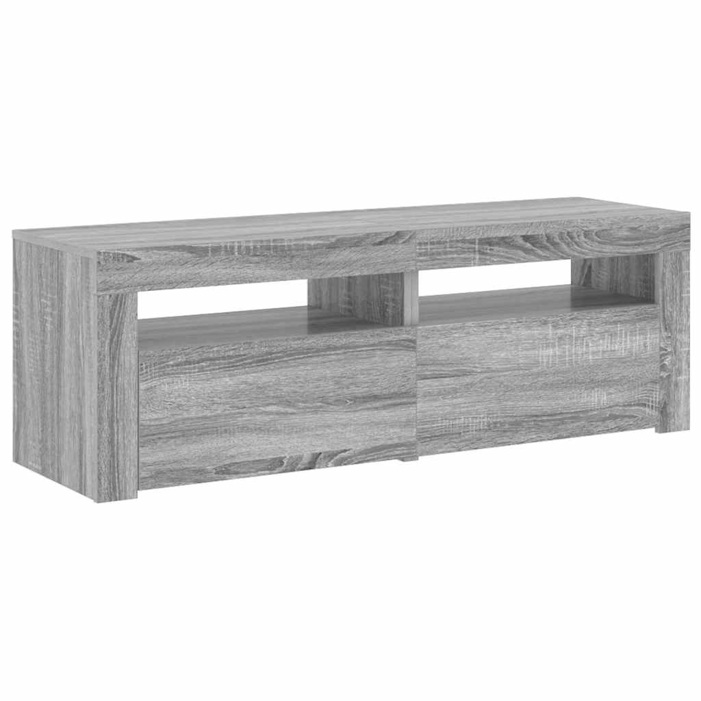 TV skapītis ar LED, pelēks ozols, 120x35x40cm