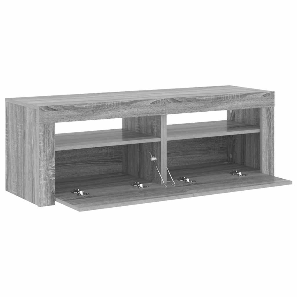 TV skapītis ar LED, pelēks ozols, 120x35x40cm