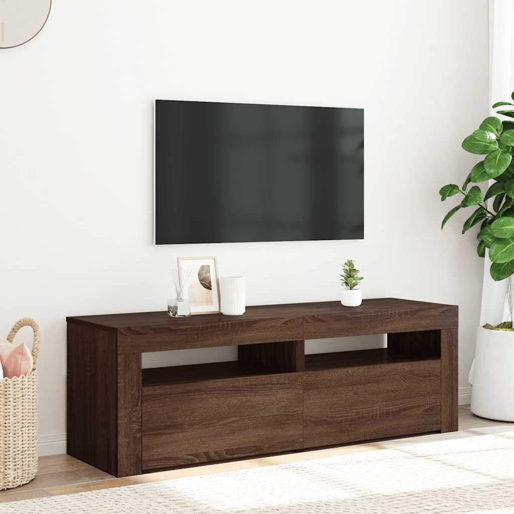 Televizoriaus spintelė su LED, ruda ąžuolo, 120x35x40cm