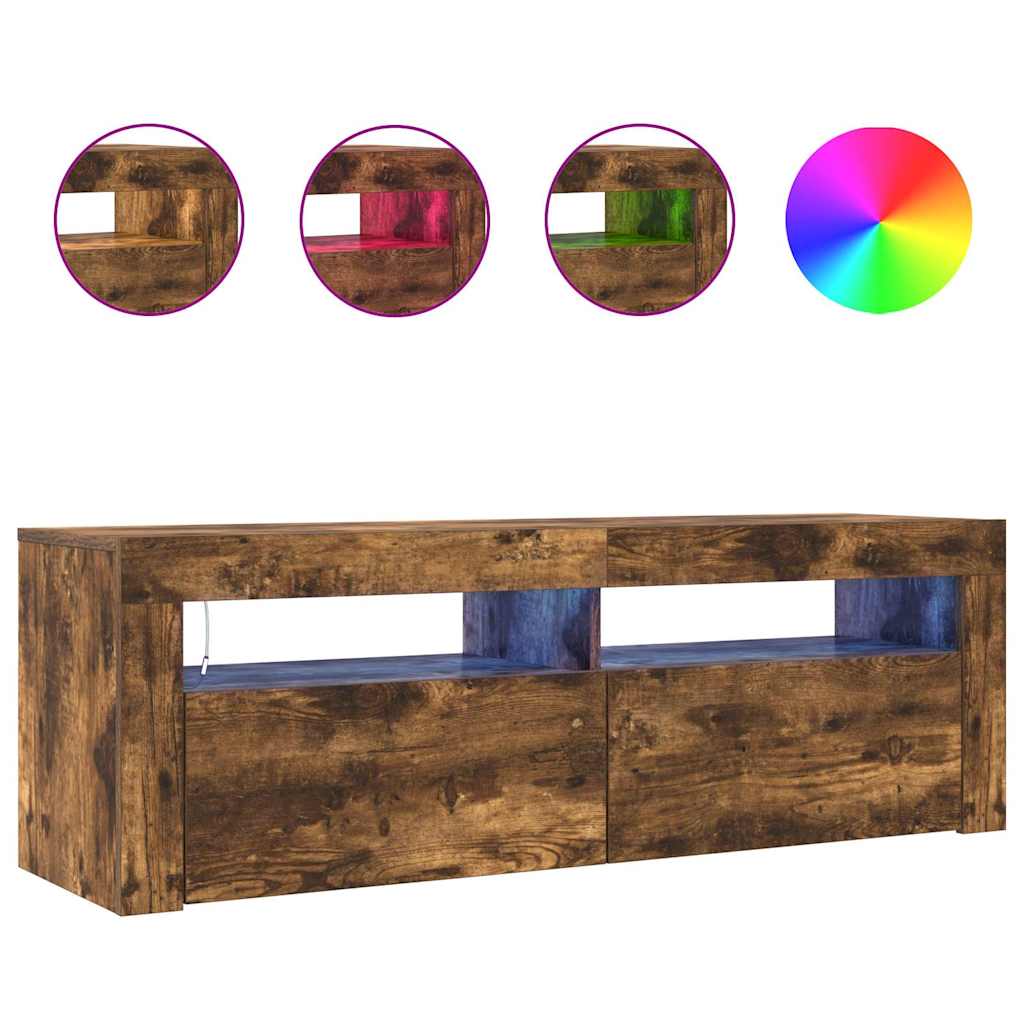 TV cabinet with LED, smoky oak, 120x35x40cm