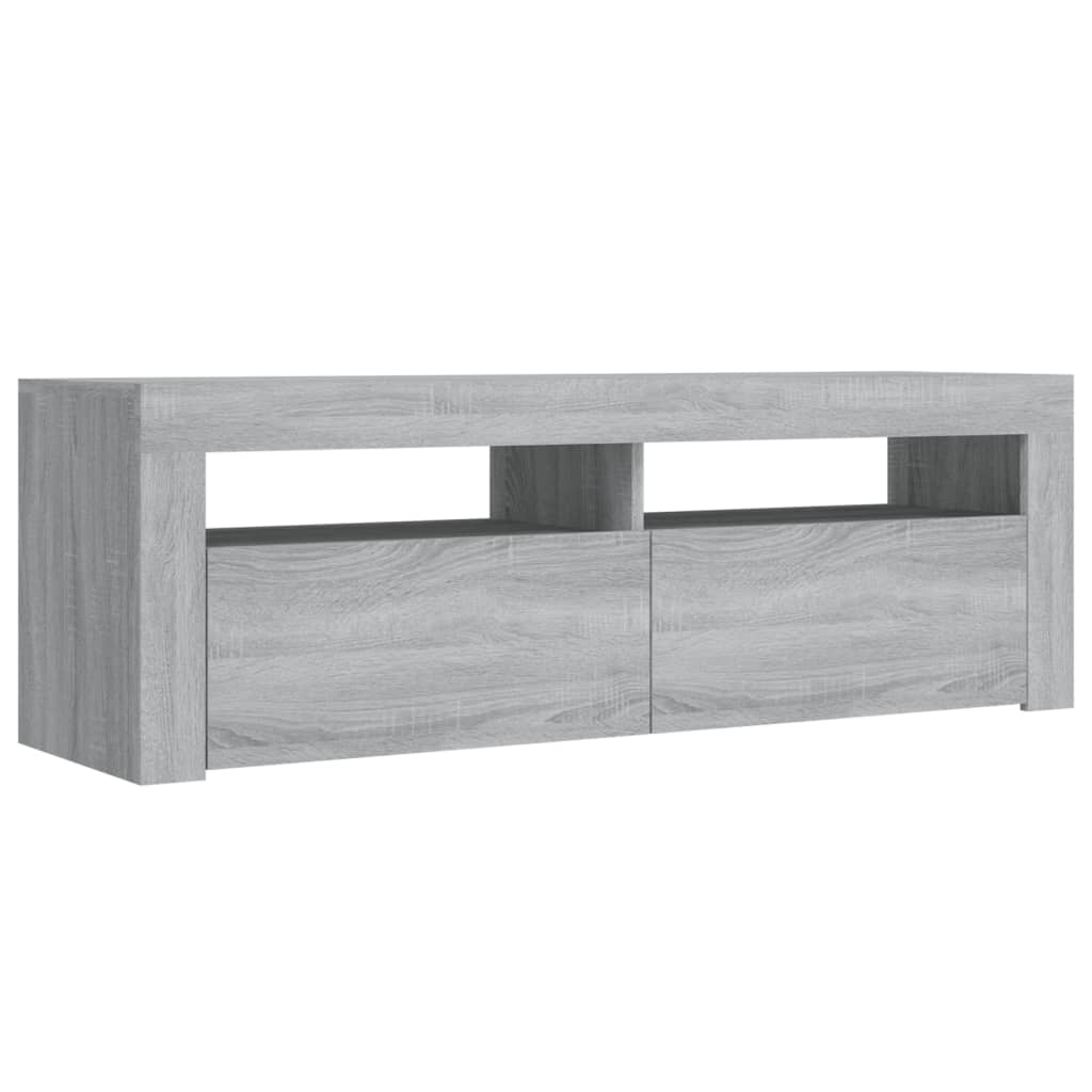 TV cabinet with LED, grey oak, 120x35x40cm
