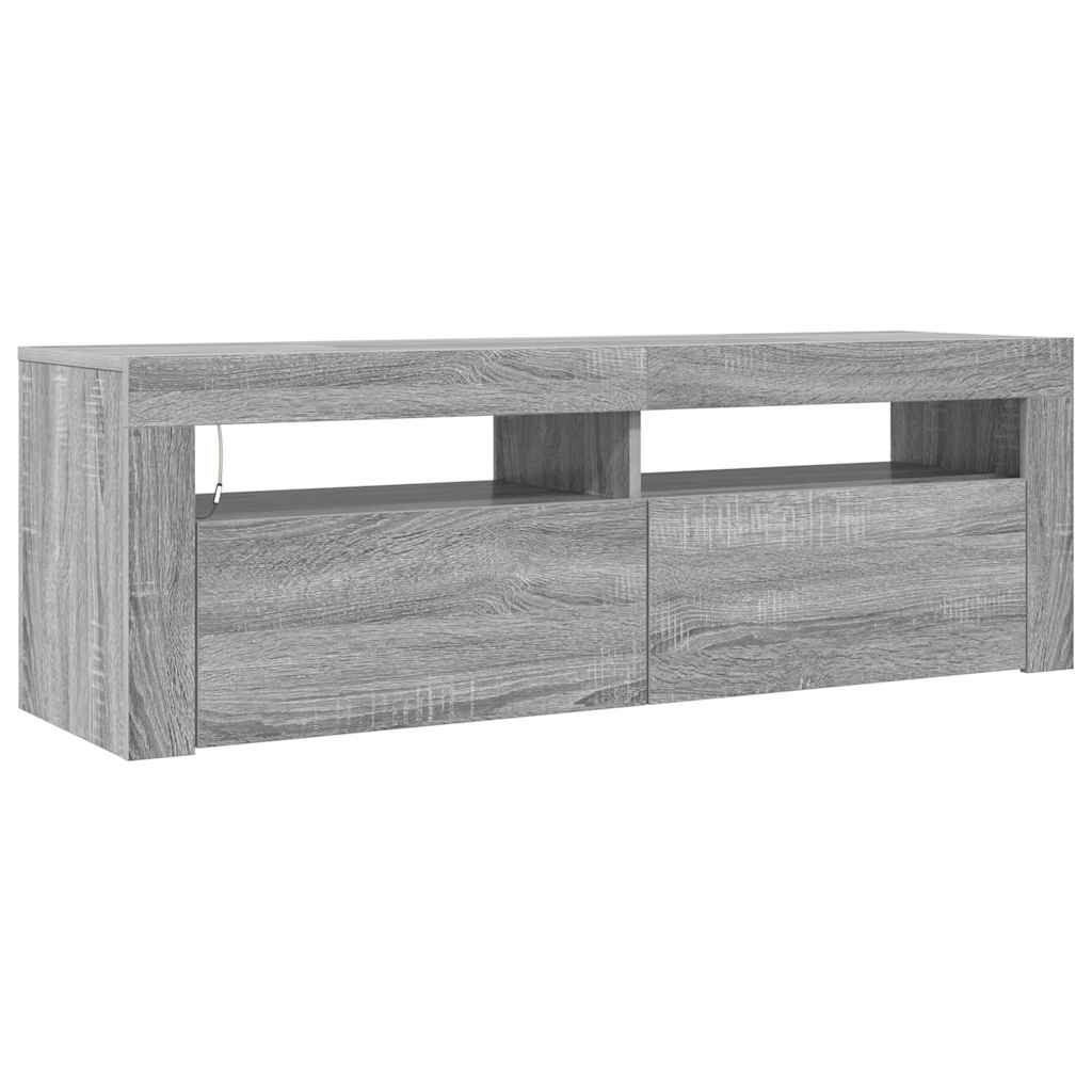 TV cabinet with LED, grey oak, 120x35x40cm