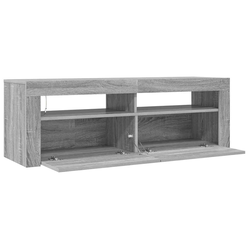 TV cabinet with LED, grey oak, 120x35x40cm