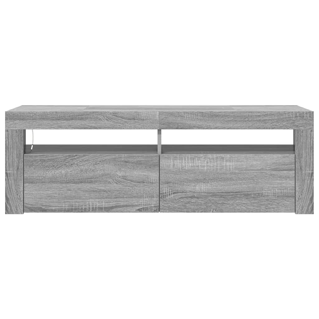 TV cabinet with LED, grey oak, 120x35x40cm