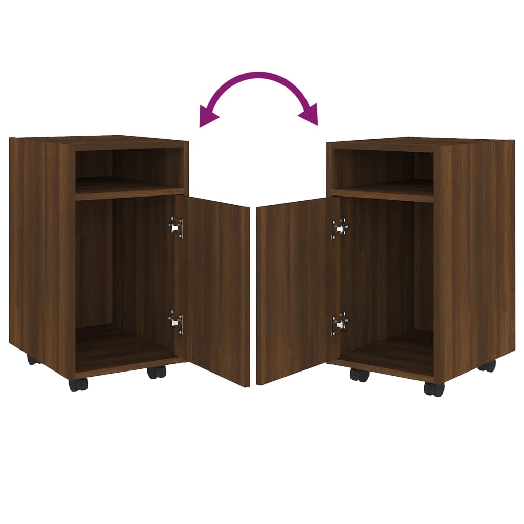 Side cabinet with castors, brown, 33x38x60cm, wood