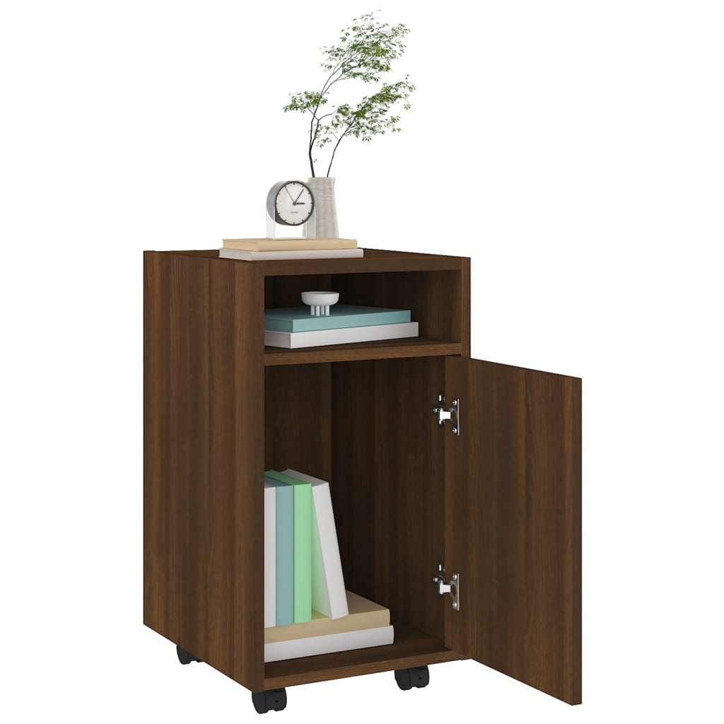 Side cabinet with castors, brown, 33x38x60cm, wood