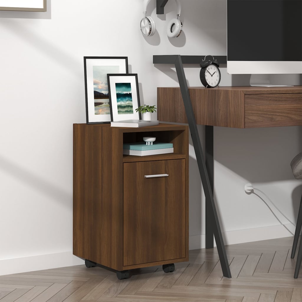 Side cabinet with castors, brown, 33x38x60cm, wood