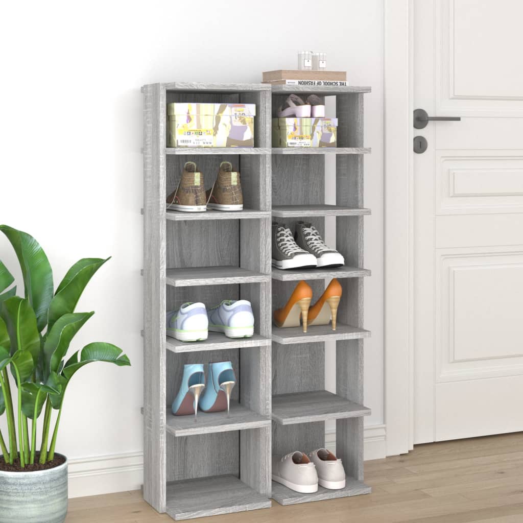 Shoe racks, 2 pcs., grey oak, 27.5x27x102 cm, wood