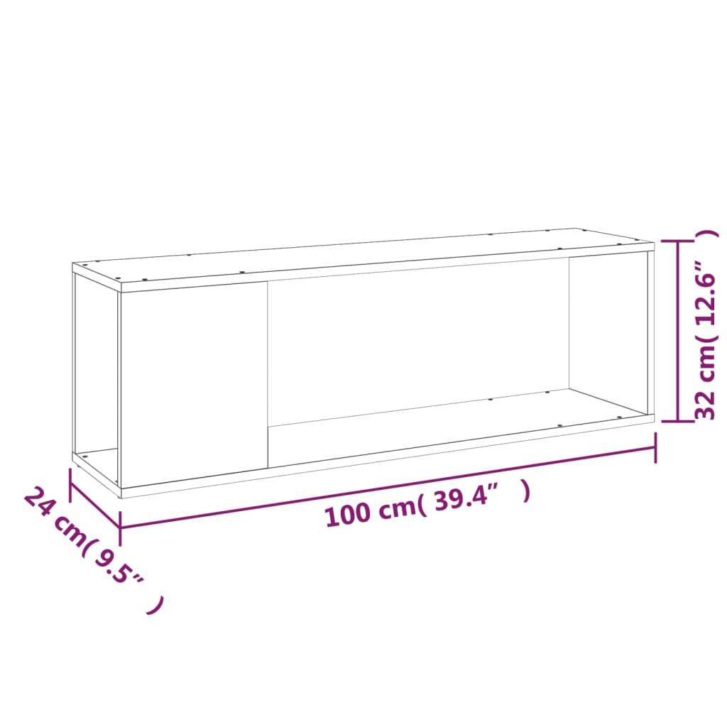 TV stand, smoke oak, 100x24x32cm, wood