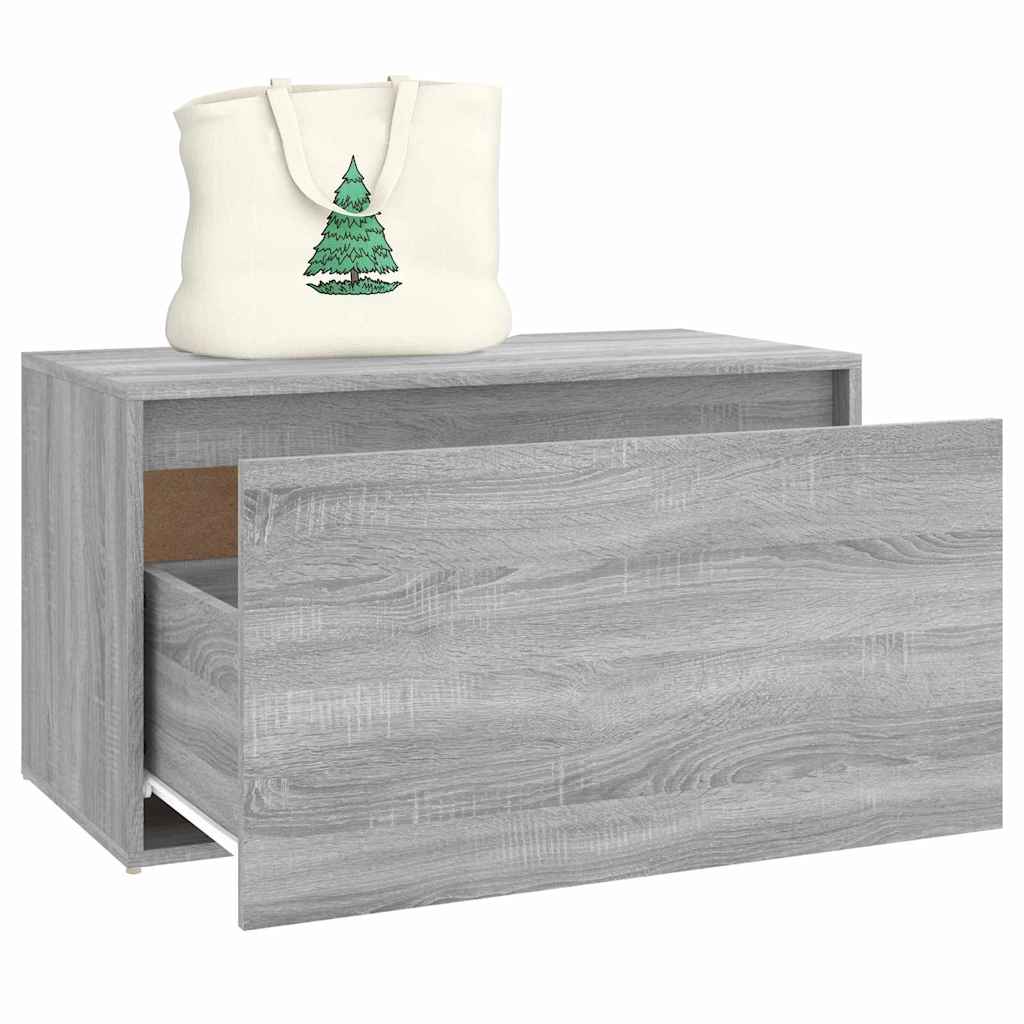 Hallway bench, grey oak, 80x40x45cm, wood